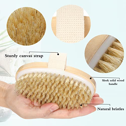 2 Pack Bath Brushes for Exfoliating and Cleaning,Oval Bamboo Brush,Natural So...