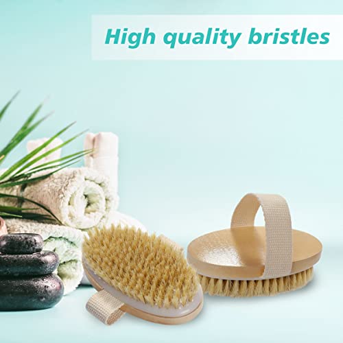 2 Pack Bath Brushes for Exfoliating and Cleaning,Oval Bamboo Brush,Natural So...