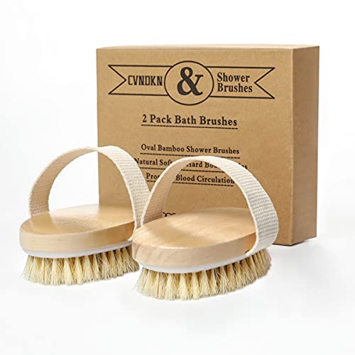 2 Pack Bath Brushes for Exfoliating and Cleaning,Oval Bamboo Brush,Natural So...