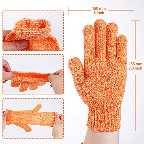 8 Pairs Exfoliating Shower Gloves,Double Sided Exfoliating Bath Gloves Deep C...