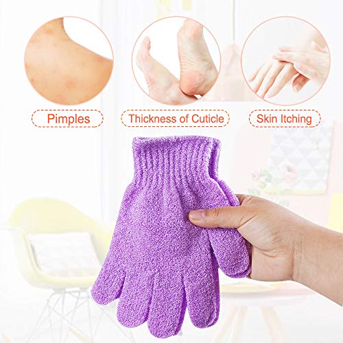 8 Pairs Exfoliating Shower Gloves,Double Sided Exfoliating Bath Gloves Deep C...