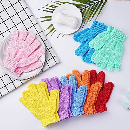 8 Pairs Exfoliating Shower Gloves,Double Sided Exfoliating Bath Gloves Deep C...