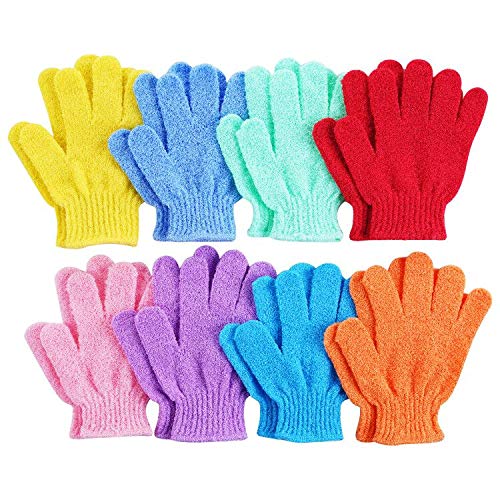 8 Pairs Exfoliating Shower Gloves,Double Sided Exfoliating Bath Gloves Deep C...