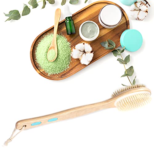 Shower Brushes,Dry and Wet Double-sided Body Massage Exfoliating Long Bamboo ...