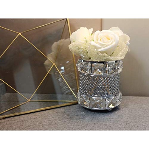 CY craft Silver Makeup Brush Holder Organizer,Handcrafted Vintage Cosmetics B...