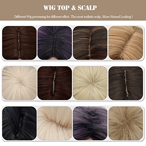 Cying Lin Short Bob Wavy Curly Wig Pink Ombre Wig For Women Cosplay Halloween...