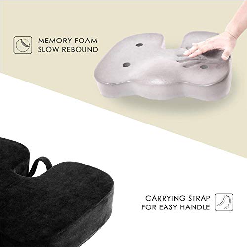 CYLEN Home-Memory Foam Bamboo Charcoal Infused Ventilated Orthopedic Seat Cus...