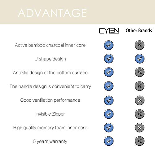 CYLEN Home-Memory Foam Bamboo Charcoal Infused Ventilated Orthopedic Seat Cus...