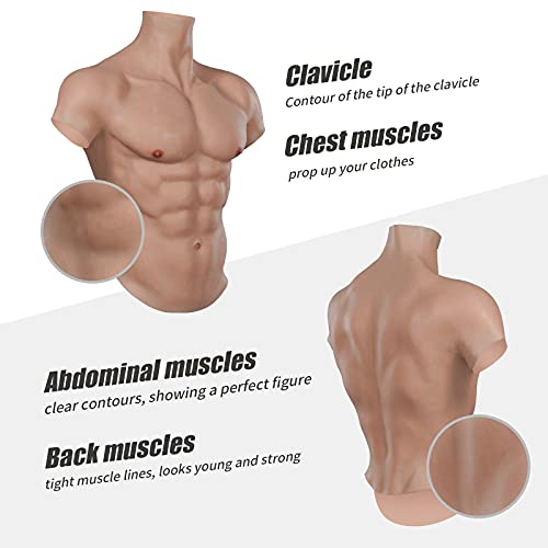 Cyomi Silicone Muscle Chest Realistic Male Chest Oil-Free Vest Abdominal Musc...