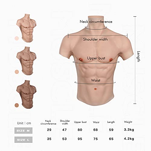 Cyomi Silicone Muscle Chest Realistic Male Chest Oil-Free Vest Abdominal Musc...