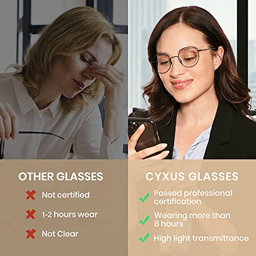 Cyxus Round Blue Light Glasses 2 Pack, Computer Gaming Eyeglasses for Relieve...