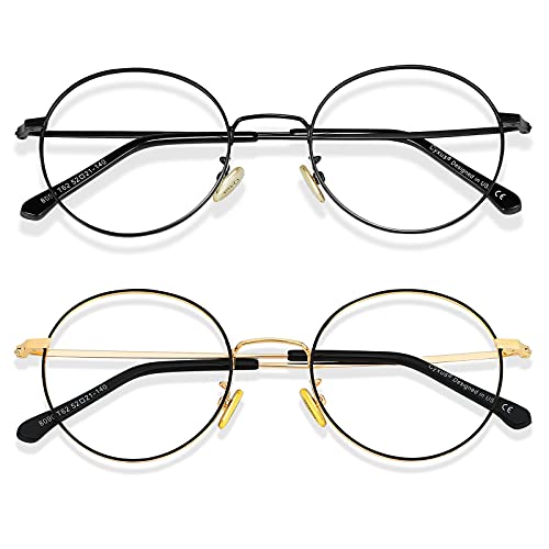 Cyxus Round Blue Light Glasses 2 Pack, Computer Gaming Eyeglasses for Relieve...