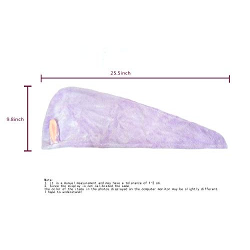 Hair Towel Wrap ,(Pink+Purple) Rabbit Ears Turban 2 Pack,Microfibre Hair Towe...