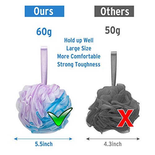 DadyMart Bath Shower Loofah Sponge 60g Bath Mesh Pouf Shower Ball Body Scrubb...