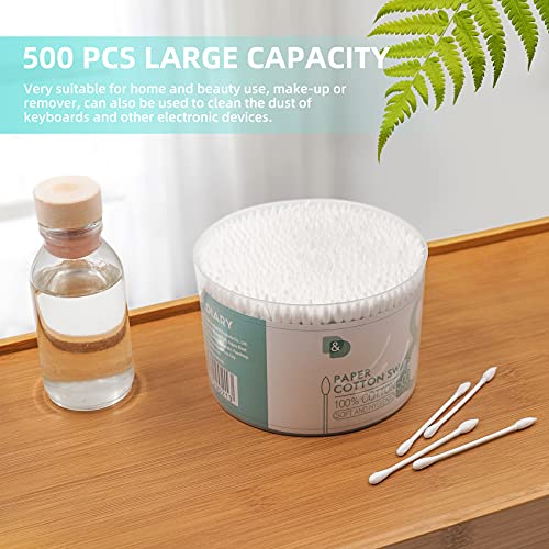 Cotton Swab, tips Cotton Swabs 500 Count, Biodegradable Paper Cotton Buds for...