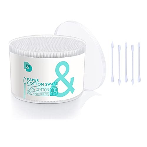Cotton Swab, tips Cotton Swabs 500 Count, Biodegradable Paper Cotton Buds for...
