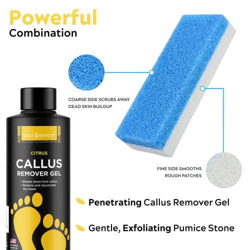 Daily Remedy Citrus Callus Remover Gel & Pumice Stone Set for Feet - Extra St...