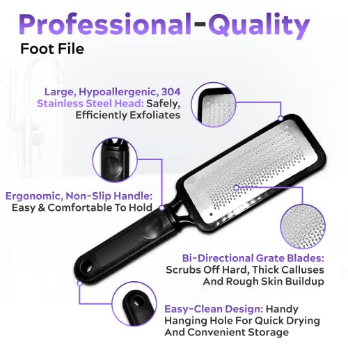 DAILY REMEDY Foot Callus Remover Set - Includes 1 Stainless rasp Foot File, 4...