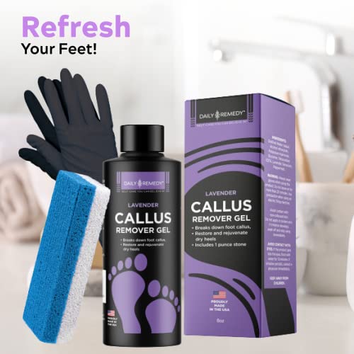 Daily Remedy Lavender Callus Remover Gel & Pumice Stone Set for Feet - Extra ...