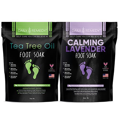 DAILY REMEDY Tea Tree Oil & Calming Lavender Foot Soak Set, Pack of 2, for Fo...