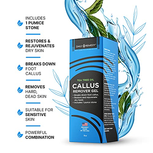 Daily Remedy Tea Tree Oil Callus Remover Gel & Pumice Stone- Professional 2-I...