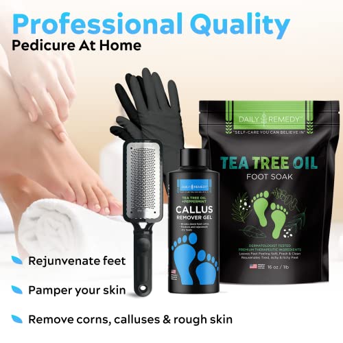 Daily Remedy Tea Tree Oil Foot Soak, Callus Remover Gel & Foot File- Complete...