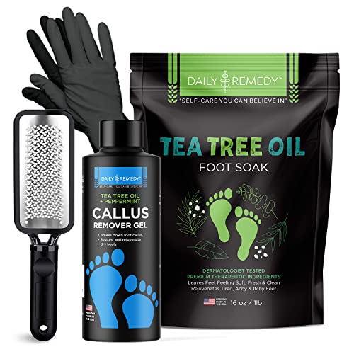 Daily Remedy Tea Tree Oil Foot Soak, Callus Remover Gel & Foot File- Complete...