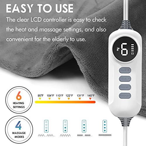Heating Pad with Massager for Neck and Shoulders, Wearable Electric Heating P...