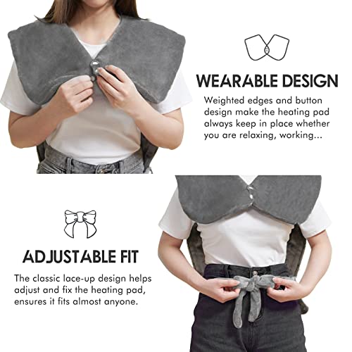Heating Pad with Massager for Neck and Shoulders, Wearable Electric Heating P...