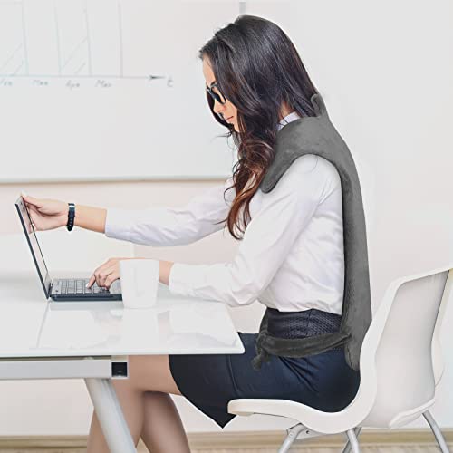 Heating Pad with Massager for Neck and Shoulders, Wearable Electric Heating P...