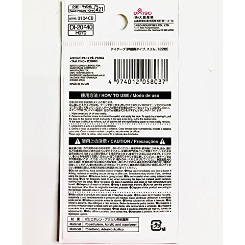【Set of 2】DAISO Japan Double Eyelid Tape, Slim Type | 122 pcs(Pink),No421