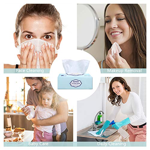 Soft Dry Wipes, Organic Cotton Facial Tissues, Made of Natural Gossypium Only...