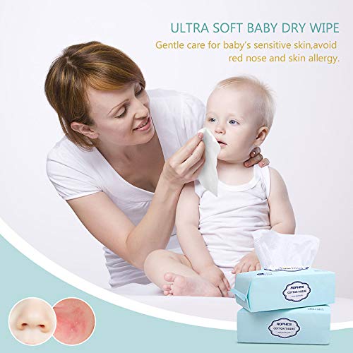 Soft Dry Wipes, Organic Cotton Facial Tissues, Made of Natural Gossypium Only...