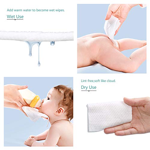 Soft Dry Wipes, Organic Cotton Facial Tissues, Made of Natural Gossypium Only...