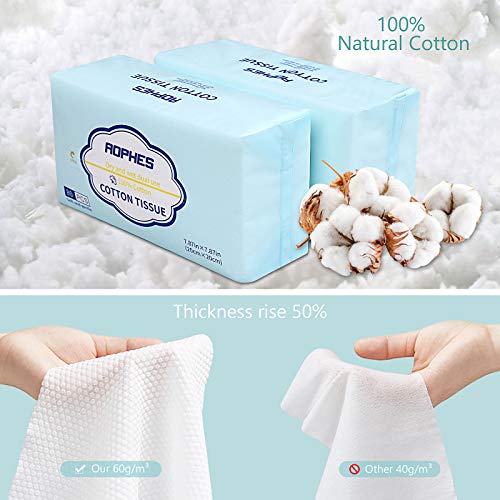 Soft Dry Wipes, Organic Cotton Facial Tissues, Made of Natural Gossypium Only...