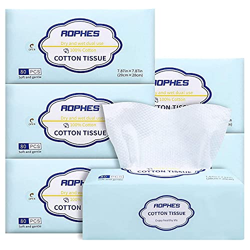 Soft Dry Wipes, Organic Cotton Facial Tissues, Made of Natural Gossypium Only...