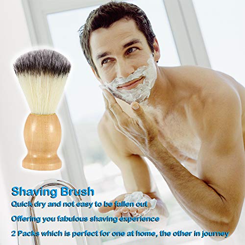 Shaving Brushes,DaKuan 2 Packs Wooden Handle Shaving Brushes,Luxury Professio...