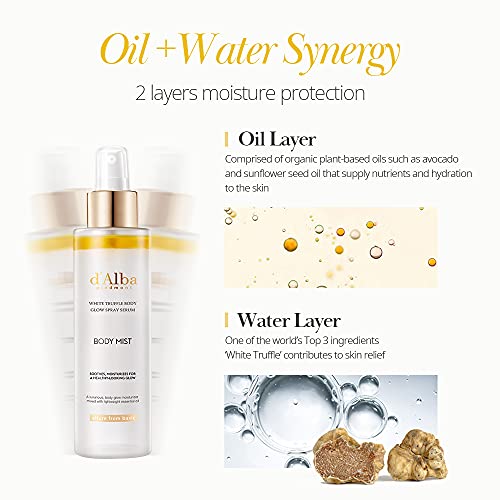 Dalba white truffle body glow spray serum, all-in-one body moisturizer, hydra...