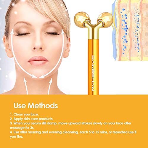 2-IN-1 Electric Face Massager 24k Golden Facial Massager, 3D Roller and T Sha...