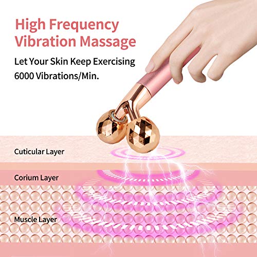 2-IN-1 Electric Face Massager Roller 24k Rose Gold Face Roller, 3D Roller and...