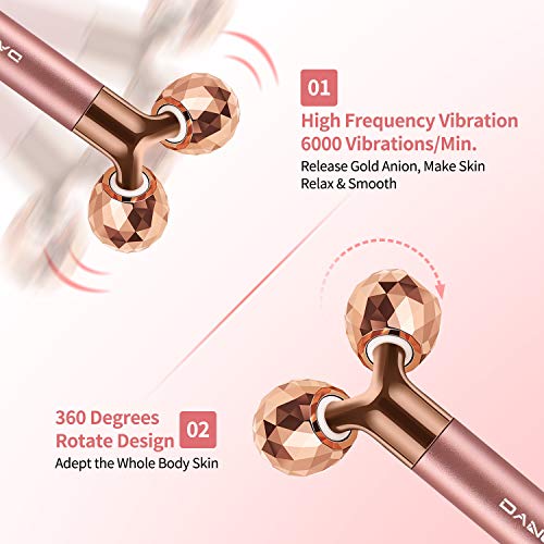 2-IN-1 Electric Face Massager Roller 24k Rose Gold Face Roller, 3D Roller and...