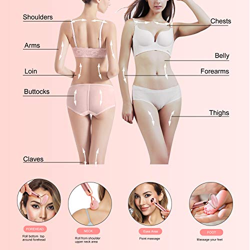 2-IN-1 Electric Jade Roller Massager Facial Roller & Face Massager, Rose Quartz