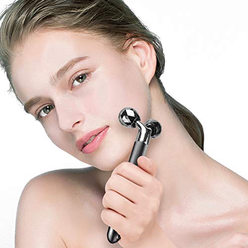 3-IN-1 Electric Jade Roller 3D Roller Facial Roller & Face Massager,Black
