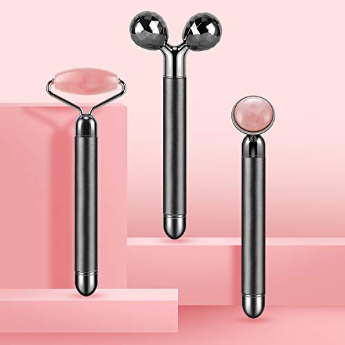 3-IN-1 Electric Jade Roller 3D Roller Facial Roller & Face Massager,Black