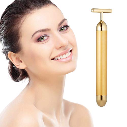 Beauty Bar 24k Golden Facial Massager, T Shape Electric Face Massager Skin Fa...