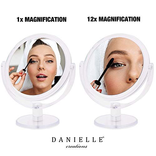 Danielle Ultra Vue Two-Sided Makeup Mirror, 12X Magnification, Clear Acrylic
