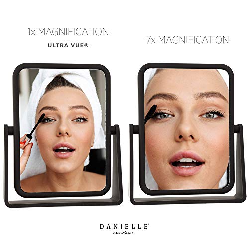 Soft Touch Rectangular Mirror by Danielle with 7X Magnification - Matte Black