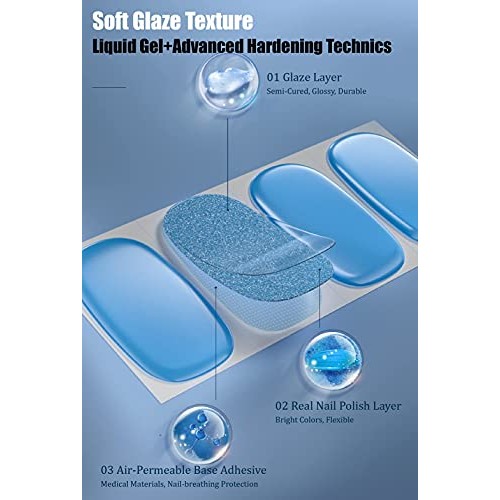 Danni&Toni Semi Cured Gel Nail Strips Gel Nail Polish Stickers (20 Extra-Long...