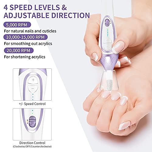 Electric Nail File, Professional Pedicure Kit Manicure Set w/Storage Case, 20...