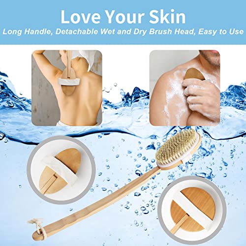 Lotion Applicator for Back, Body Brush for Wet or Dry Brushing, 6PCS Natural ...